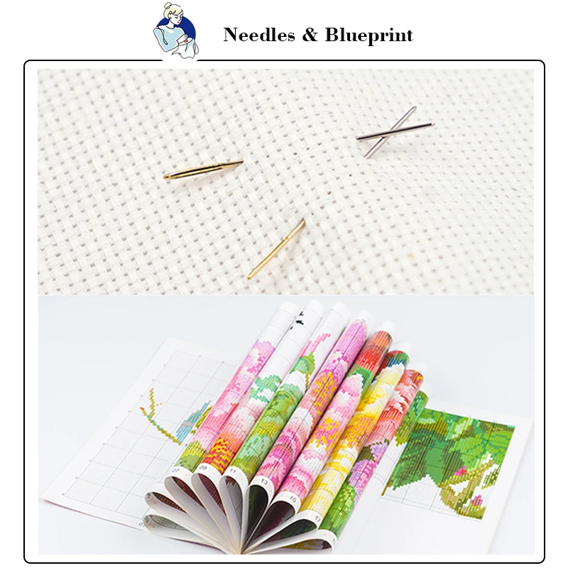 Joy Sunday Beasts Picture Stamped Printed Cross Stitch Kits 11/14/16CT Folk Craft Handmade Embroidery Needle Sets For Home Decor