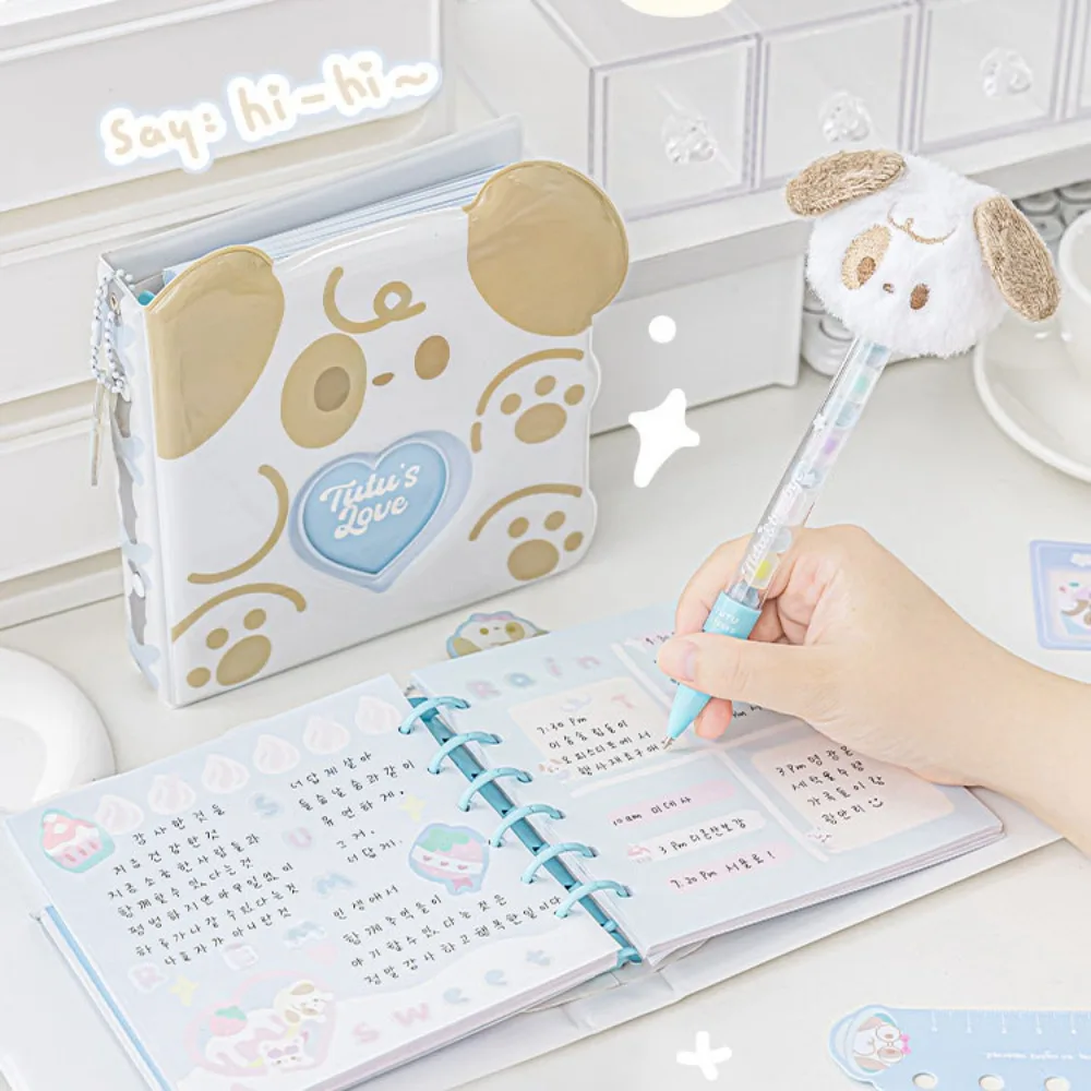 Removable Plush Binder Photocard Holder Color Page Booklet Plush Puppy Loopbook Cat Puppy Puppy Cat Photocard Holder