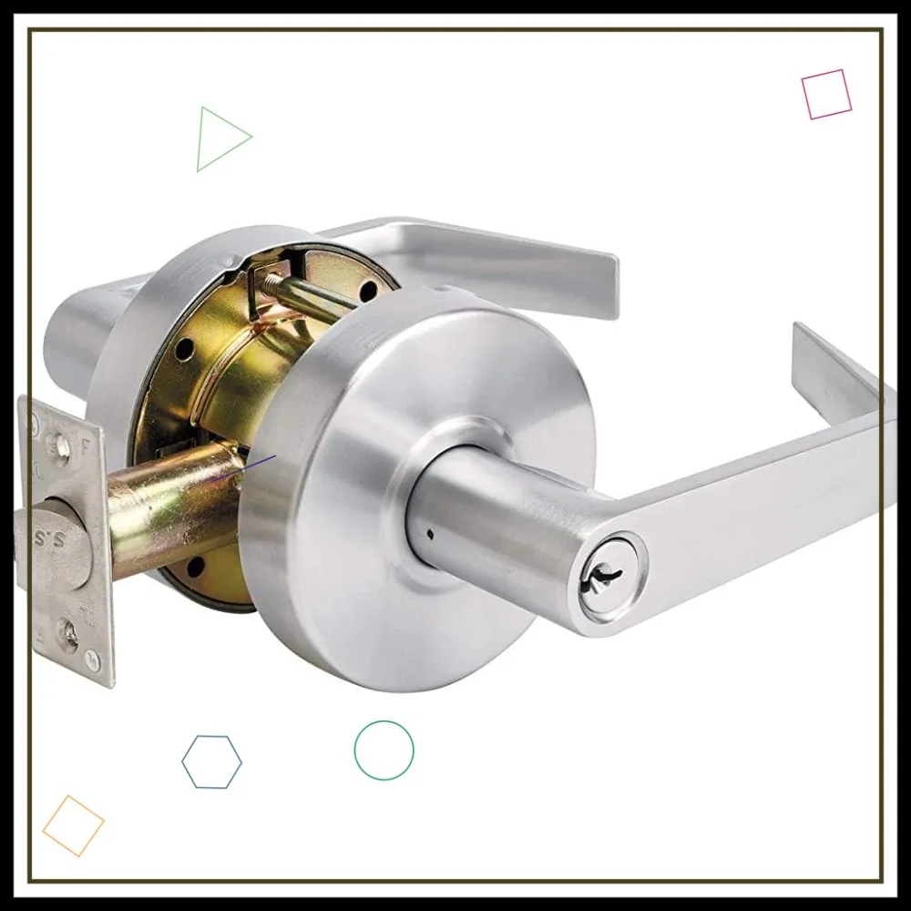 

Коммерческий дверной замок с ключом, отделка из матового хрома, внутренняя/наружная ручка-рычаг для надежного доступа