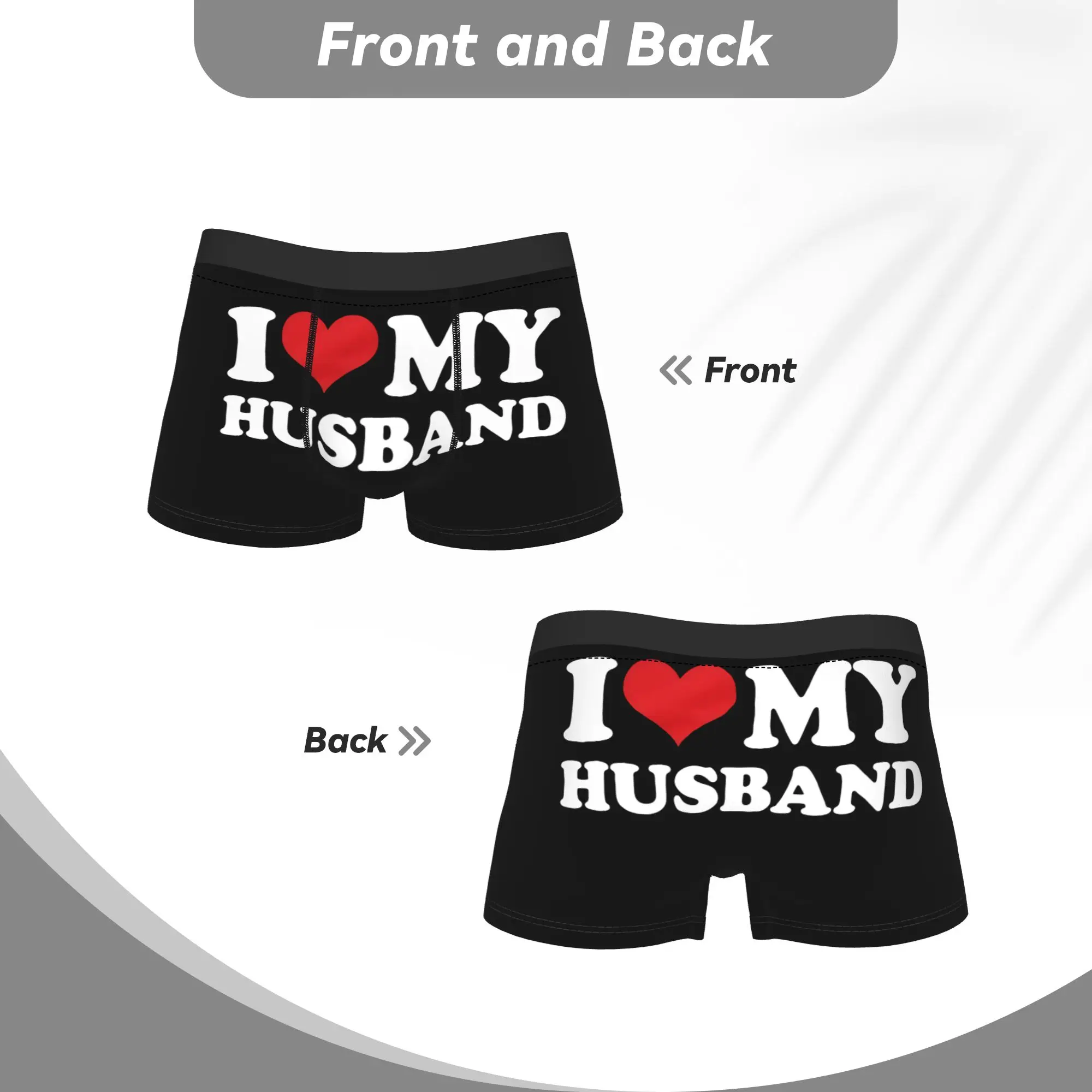 مثير سراويل بوكسر سراويل ملخصات الرجال أنا أحب زوجتي أحب زوجي الملابس الداخلية البوليستر السروال للرجال حجم كبير