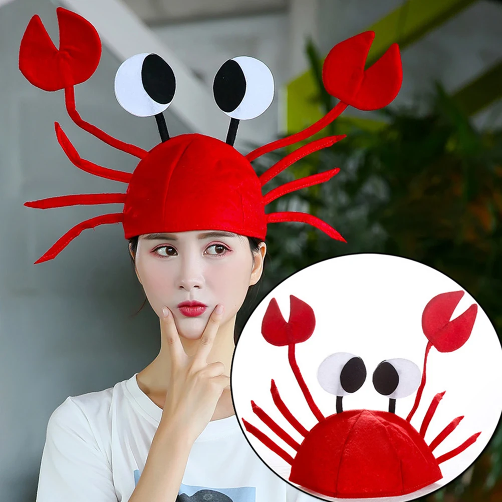 

2pcs Lobster Crab Animal Costume Hats Red Party Accessory Headwear Funny Hats For Halloween Cosplay Beach Party Events