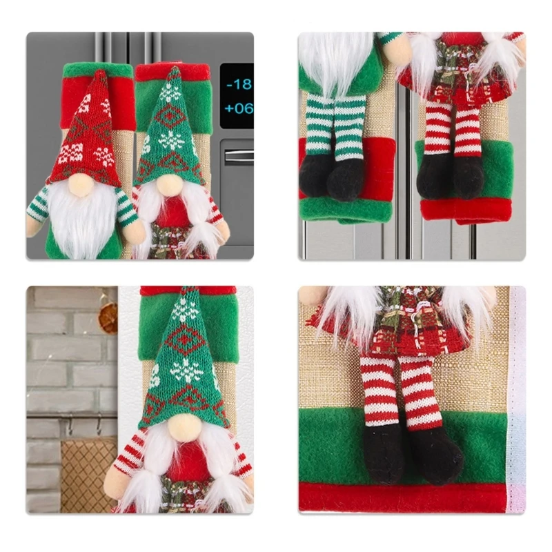 2025 New Pack of 2 Christmas Themed Fridge Oven Handle Covers Washable Handlebar Gloves Elegant Refrigerator Handle Protectors