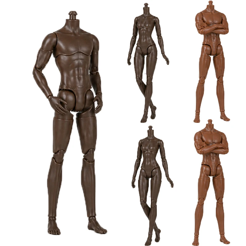Universal 1/6 Supermodel Doll Body 25.5cm/27cm Joint Movable Female Figure Super Black Skin Muscle Male Body Girl Toy Accessorie