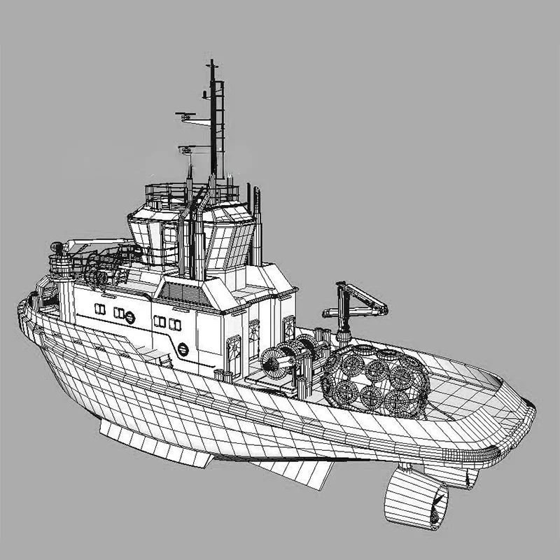 RC Tug Boat Assembled Boat Model Kit 1/100 Smit Tug Boat Resin Kit Model Multi-detail 050 Motor