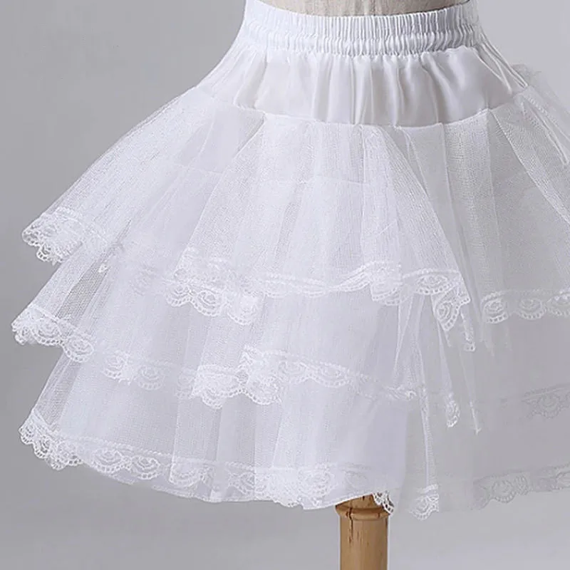 Jupe de soutien de groupe court pour robe de performance, plinthes désossées, jupe de ballet crinolines, soutien à trois couches avec dentelle