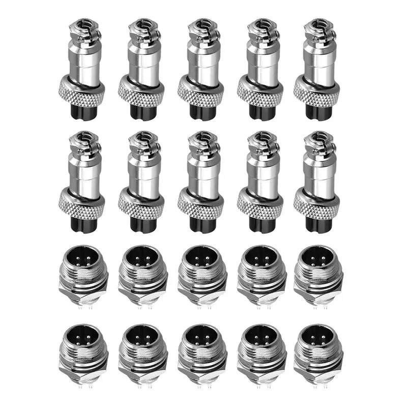 10Set 12Mm Aviation Connector Male + Female Circular Air Socket Plug Electrical Wire Panel Connector-Y41A