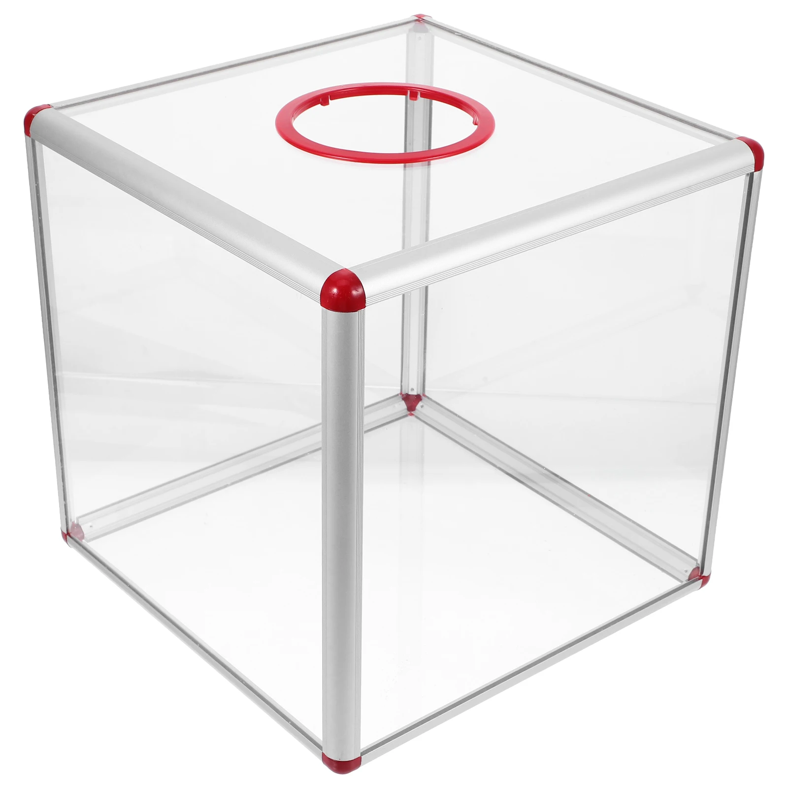 

Large Donation Box Clear Acrylic Aluminum Raffle Box Suggestion Ticket Case Voting Collection Box For Party Event Fundraising