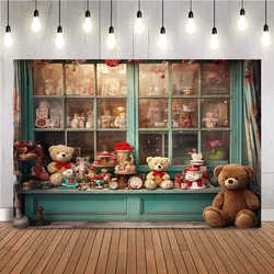 Doorway Teddy Bear Shooting Props Background Valentine's Day Supplies Store Photography Backdrop Baby Portrait Cake Smash Decor