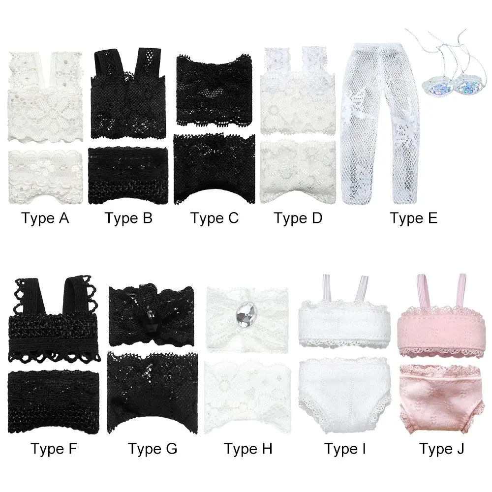 1Set Soft Lace Underwear Bra Briefs For 30CM Doll 1/6 Knickers For Blythe 1/6 BJD Dolls Top Underpant For Dollhouse Kids Toy