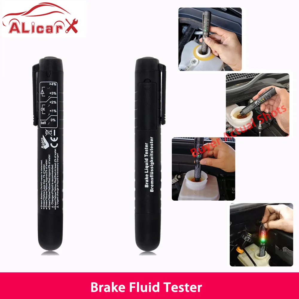 Auto Meters Car Vehicle Oil Electronic Brake Fluid Liquid Tester Pen Accurate Oil Moisture DOT3 4 5 LED Oil Test Indicator Pen