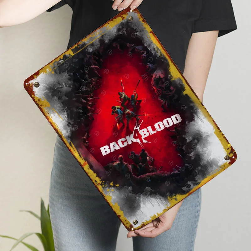 عودة 4 علامة الدم لعبة فيديو ملصق ديكور المنزل غرفة المعيشة مخصص معدن القصدير علامات لجدار الفن الديكور خمر ديكور بار