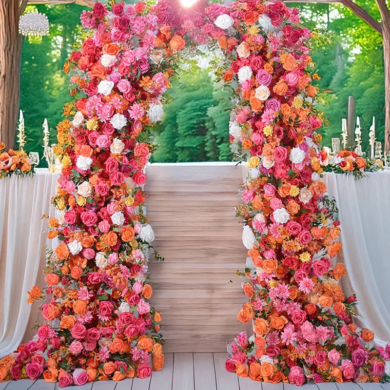 

2.3M Artificial Silk Flower Rose Red Horn Flower Arrangement Wedding Arch Proposal Engagement Scene Decoration