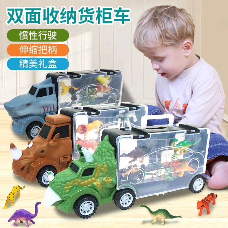 

Children'S Animal Pull Back Car Dinosaur Toy Inertia Sliding Storage Engineering Vehicle