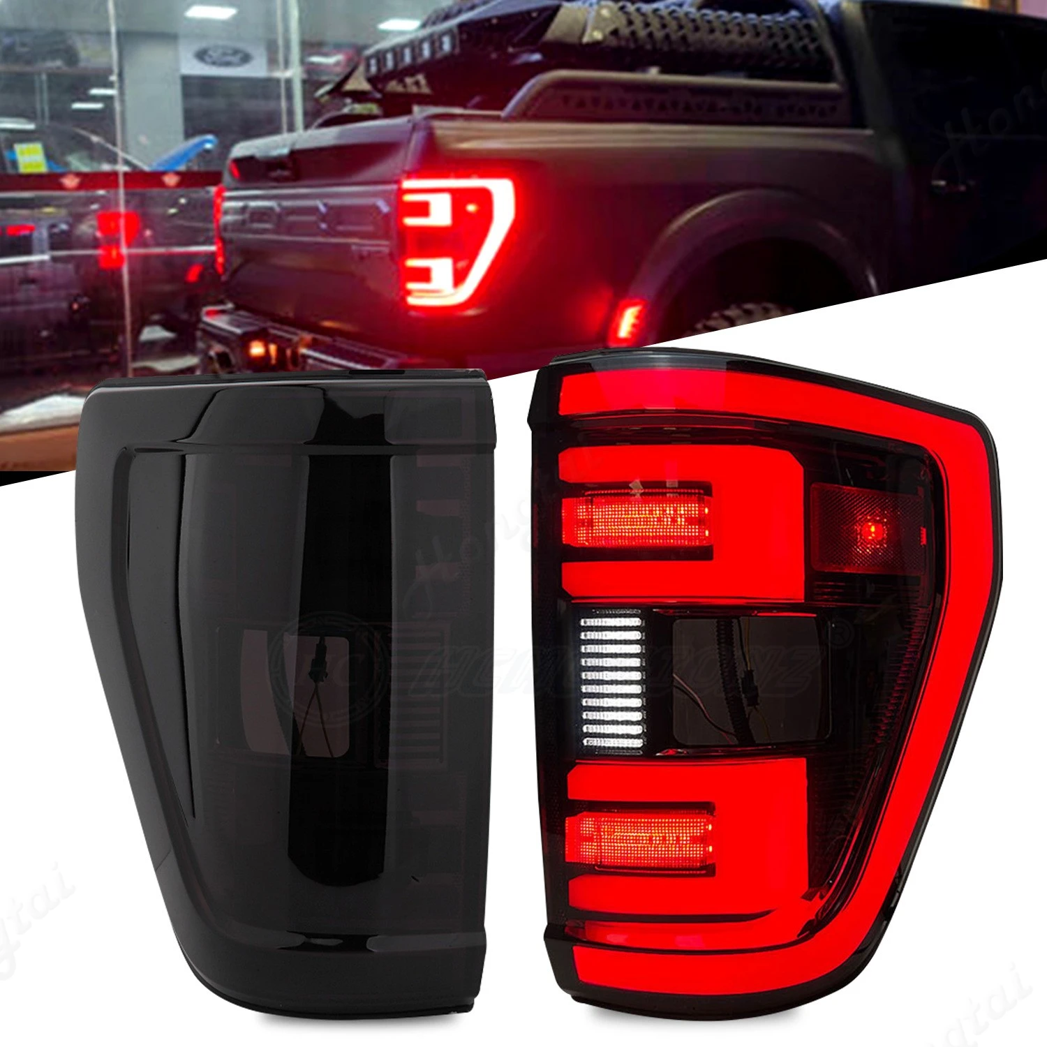 LED taillight assembly for 21-23 Ford Raptor F-150  LED Reverse lights, brake lights, turn signals，tail lamp Traffic turn signal