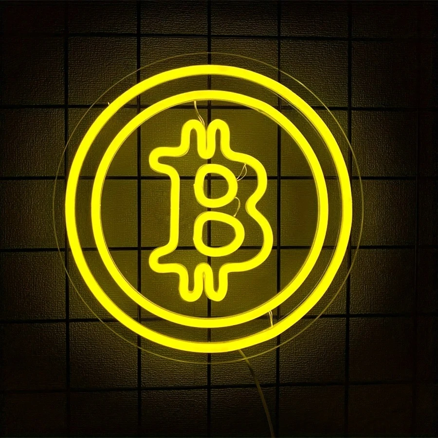 

Bitcoin Neon Sign USB Powered Vibrant Yellow Bitcoin Neon Light LED for Bedroom Game Room Office Club Office Bar Wall Art Decor