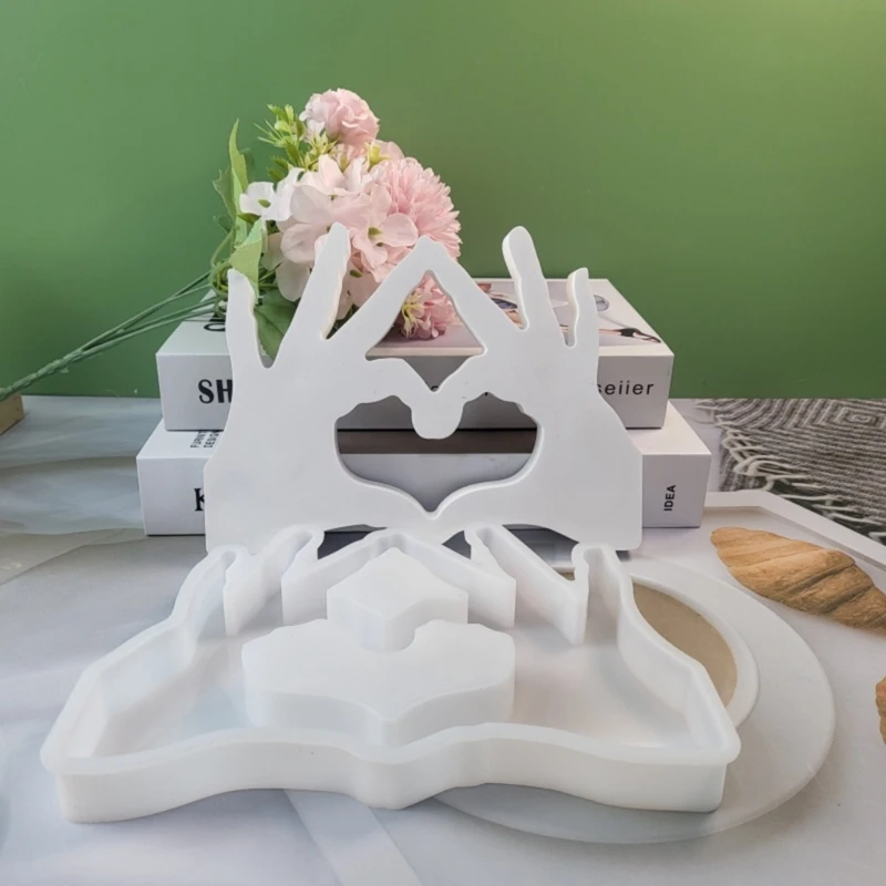 Stampi in resina con gesto del cuore della mano per realizzare decorazioni per portacandele, decorazioni con fondente, dolci,