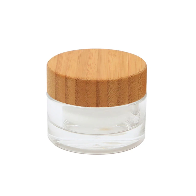 

50g Eco-friendly Clear Custom Acrylic Cosmetic Bamboo Lid Jar Acrylic Cream Jar Plastic Jar with Bamboo Lid Cosmetic Containers