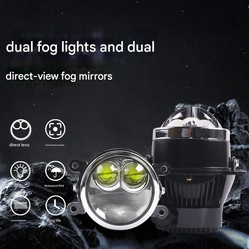 Dual Eye Dual Direct Bi LED Projector Fog Light with Halo High Low Beam Focused Spot All in One Car LED Fog Lamp Upgrade