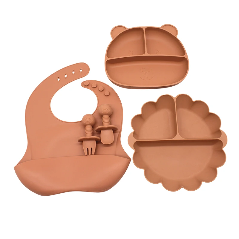 Baby eating training tableware shape simple with suction cups soft silicone easy to clean baby children tableware set