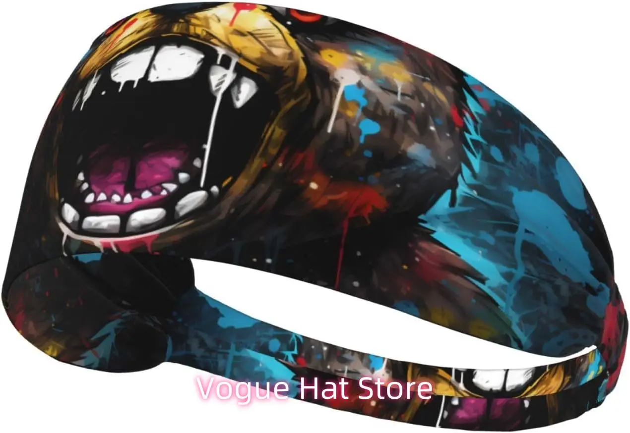 

Elastic Exercise Headband - Soft and Breathable Headband for Running, Cycling, Yoga, and More Open-mouthed Bear Printing