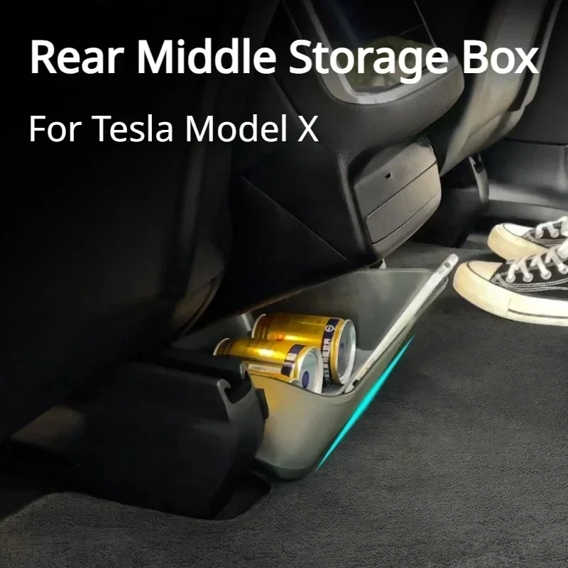 

For Tesla Model X Rear Middle Storage Box Tissue Box Trash Can Transparent Acrylic Storage ModelX Car Interior Accessories 2023