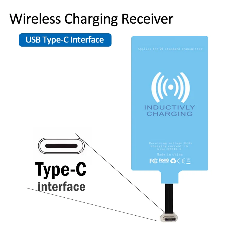 External Type-c Wireless Charger Receiver For Xiaomi Redmi Note 7 8 8T 9S 9 10S 10 Pro Max