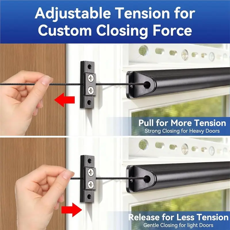 RV Screen Door Closer Auto-Closing Device Built-In Spring Aluminum Body Adjustable Tension,Works With Most RV