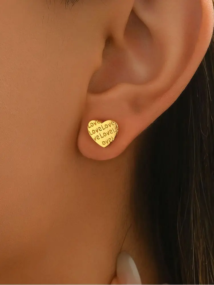 925 فضة على شكل قلب الأذن ترصيع الحب رسالة القرط للنساء المشاركة الزفاف عالية الجودة غرامة مجوهرات هدايا