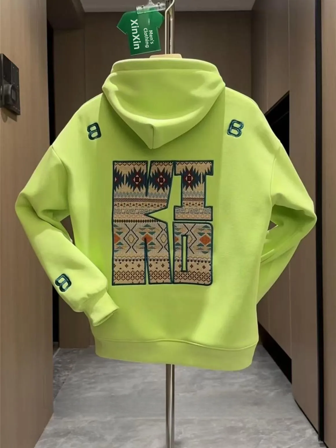 

Autumn Winter New Faionable Men's Hoodie Thiened Fce Lined Embroidered Loose Couple Sle Top Cotton Blend Fabric Long...