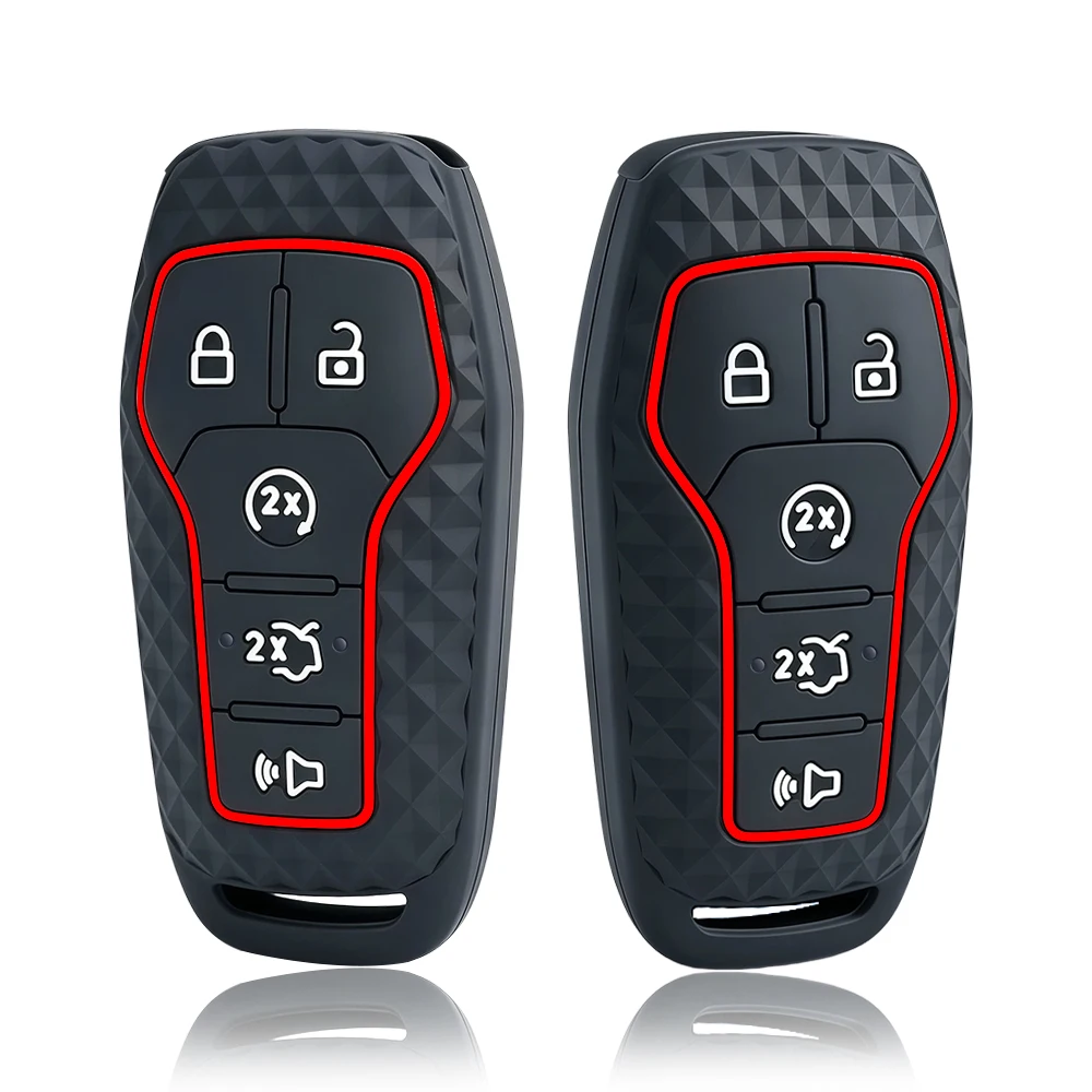 Remote Silicone Car Key Chain Ring Shell Cover Case Holder 5 Button For Ford Explorer Edge Mustang F Series Truck 2015 2016 2017