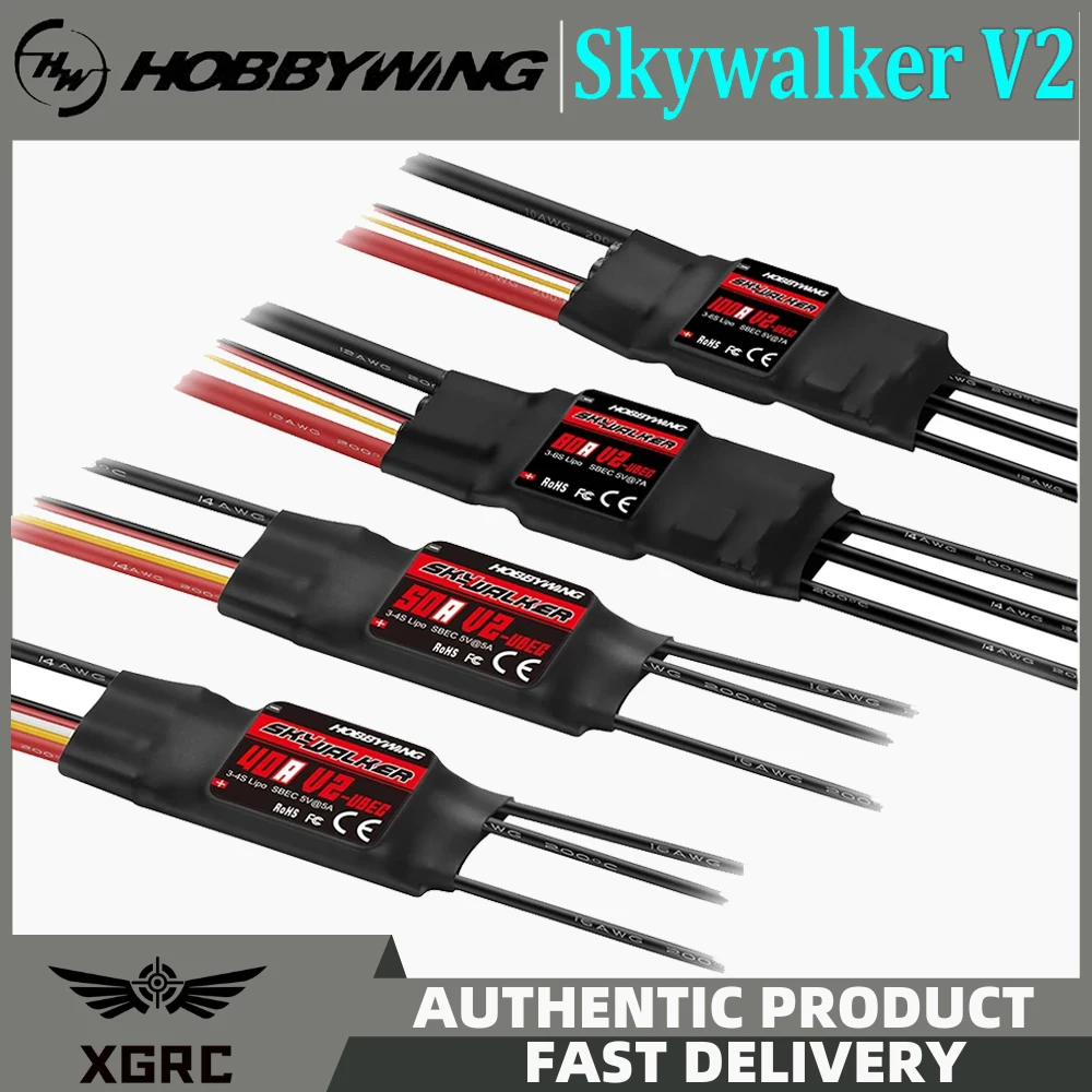 

Original Hobbywing SKYWALKER Series 2-6S 20A 30A 40A 50A 60A 80A Brushless ESC Speed Controller With UBEC For RC Quadcopte