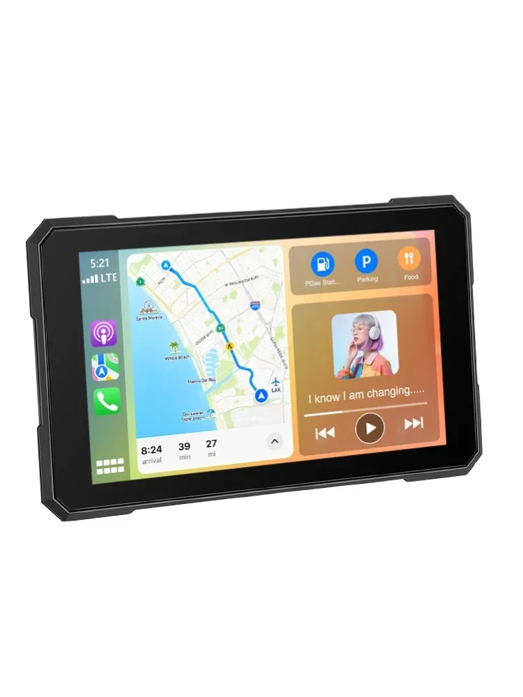 Degreat – przenośny, 5-calowy, cyfrowy wyświetlacz do motocykla z funkcją nawigacji GPS, obsługujący bezprzewodowy CarPlay i Android Auto (nie obsługuje kamery). — 2