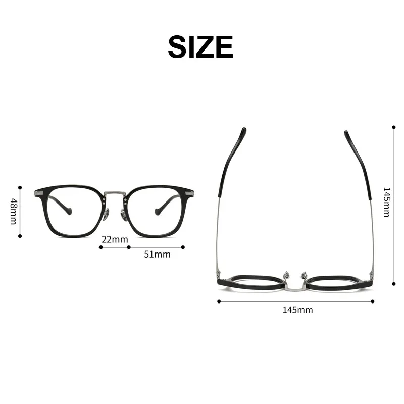 Fashion Retro Big Square Myopia Glasses Frame Men Women Carved Leg Titanium Acetate Spectacles Can Customize Multi-Focal Lenses