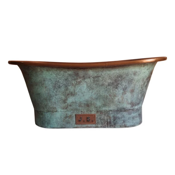 High Quality Handmade Elegant Foot Freestanding Tub Bathtub Green Patina Antique Finish Freestanding Soaking Copper Bathtub