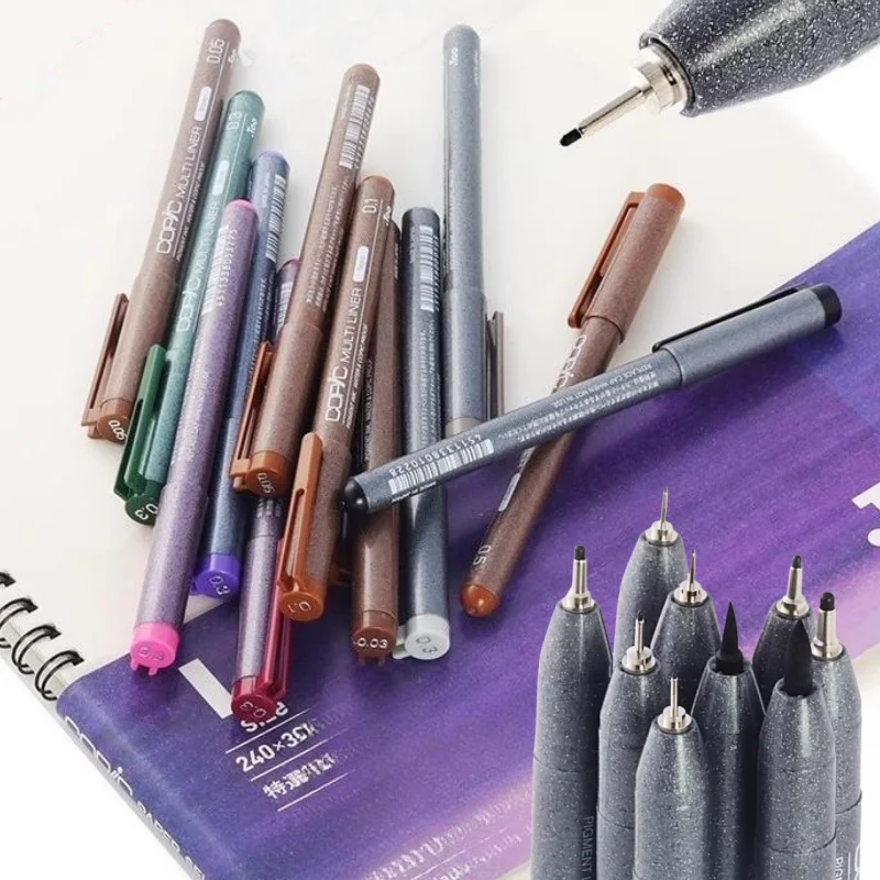 Japanese Colored Hook Line Pen Waterproof Art Supplies Anime Architectural Design Ink Tube Drawing Pen Watercolor Outline Marker