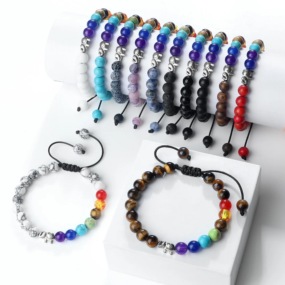 Natural Stone 7 Chakra Beaded Bracelets Handmade Braided Rope Bangles For Women Men Jewelrys Yoga Gifts Trendy Friendship Prayer