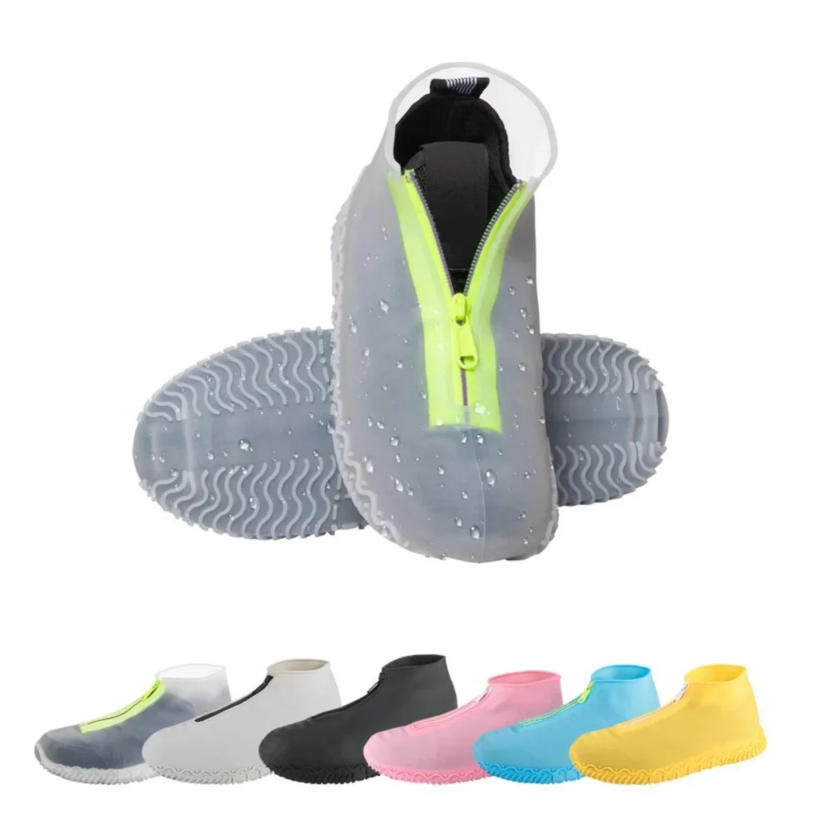 

Waterproof Silicone Shoe Covers Reusable Foldable Not-Slip Rain Galoshes with Zipper Shoe Protector Overshoes for Kids Men Women