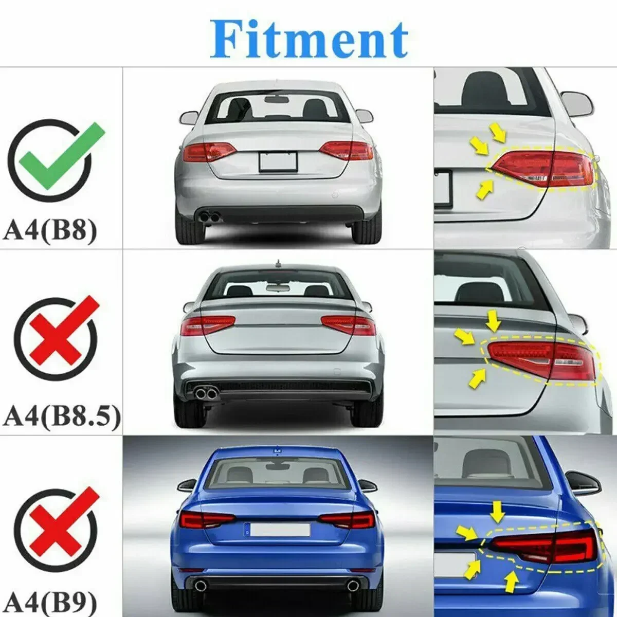 오리너구리 리어 스포일러 윙 립, 아우디 A5 B8 B8.5 2Dr 쿠페 2008-16 용 광택 블랙