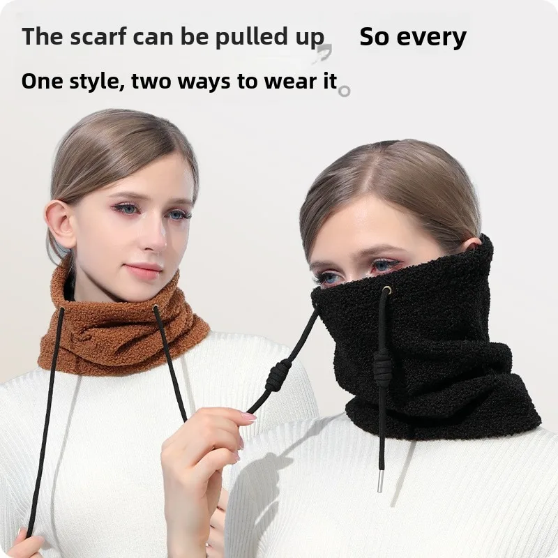 Autumn Winter Teddy Velvet Warm Thickened Windproof Multifunctional Skiing Scarf Neck Gaiter for Outdoor Sports Cold Protection