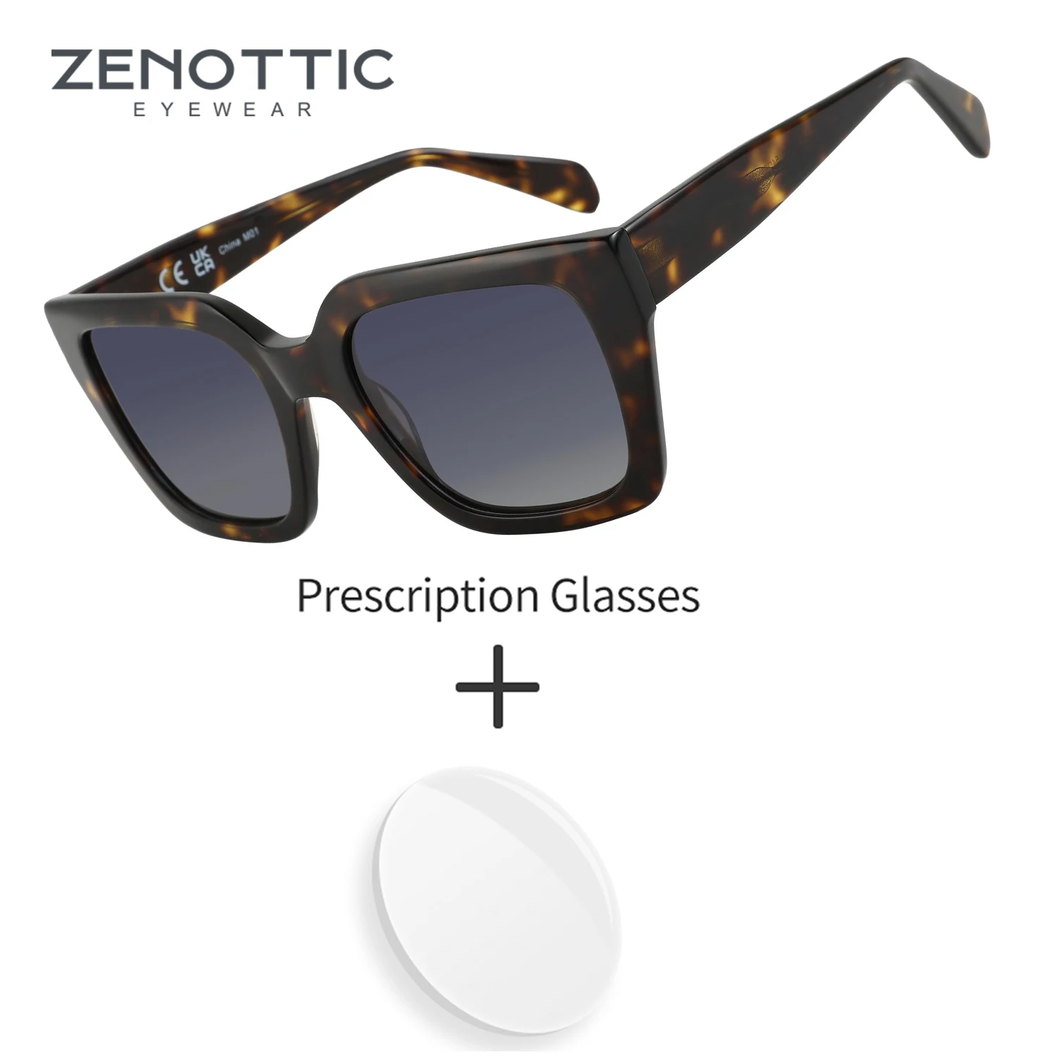 

ZENOTTIC Thick Square Prescription Sunglasses Polarized Progressive Sun Glasses for Women Ultra Lightweight UV400 Protection