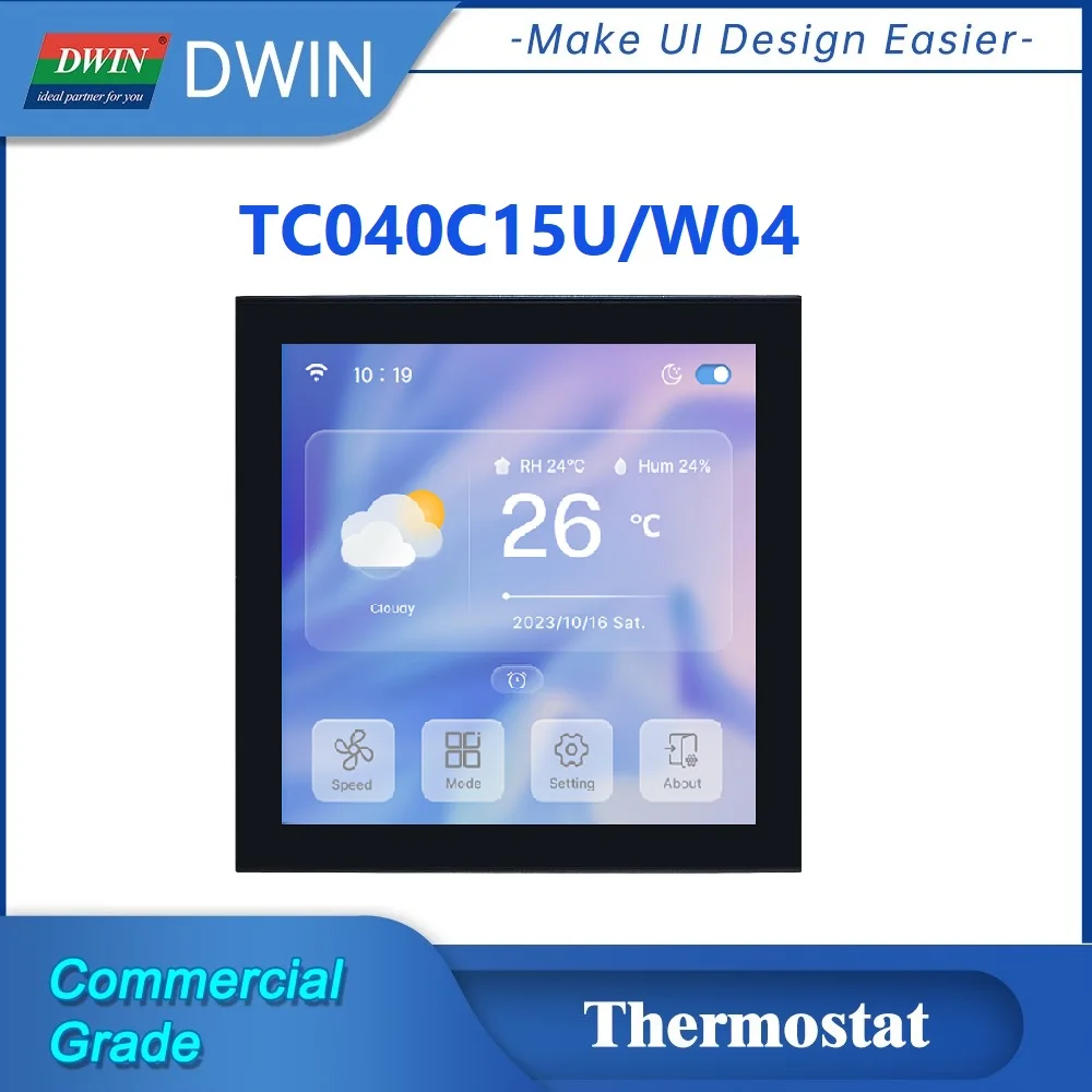 

DWIN 4 inch 480*480 Pixels Thermostat with Infrared Reception NTC Temperature and Humidity Real-time Display Proximity Sensing