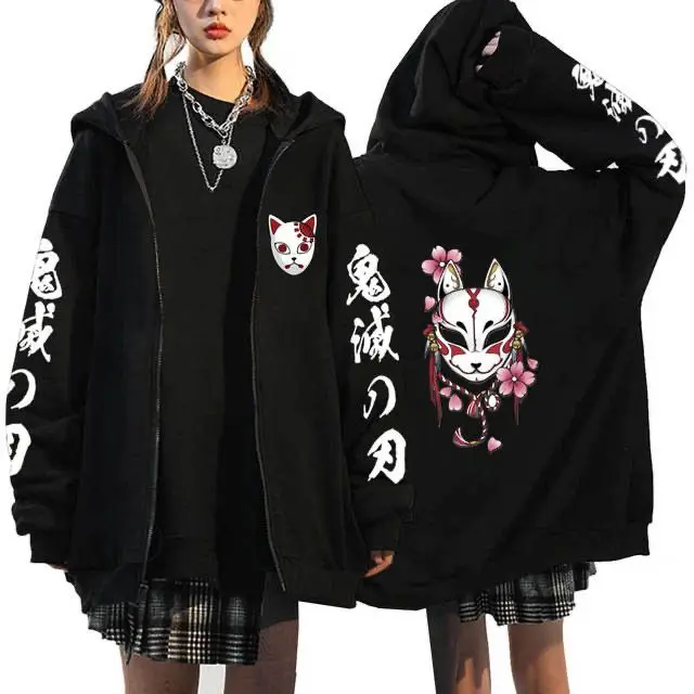 New Zipper Hoodie Anime Hoodie Trendy Demon Slayer Blade Anime Printed Coat Cardigan