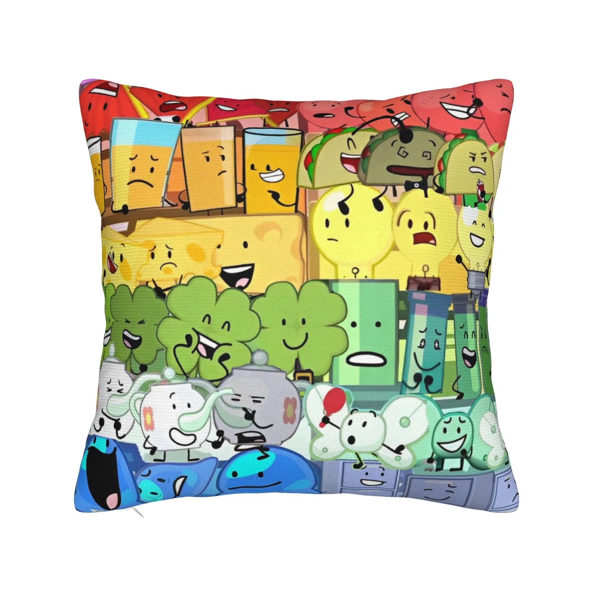 BFDI Inanimate Insanity All Characters Pillowcases  Funny Pillow Case For Sofa Couch Bed Living Room Soft Pillow Cover