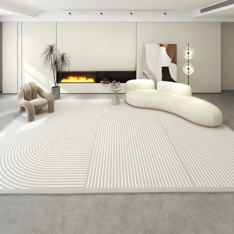 Living Room Carpet Large Area Non-slip Carpets Beige Bedroom Bedside Floor Mat Stripe Minimalist Style Home Decoration Rug 거실 카펫