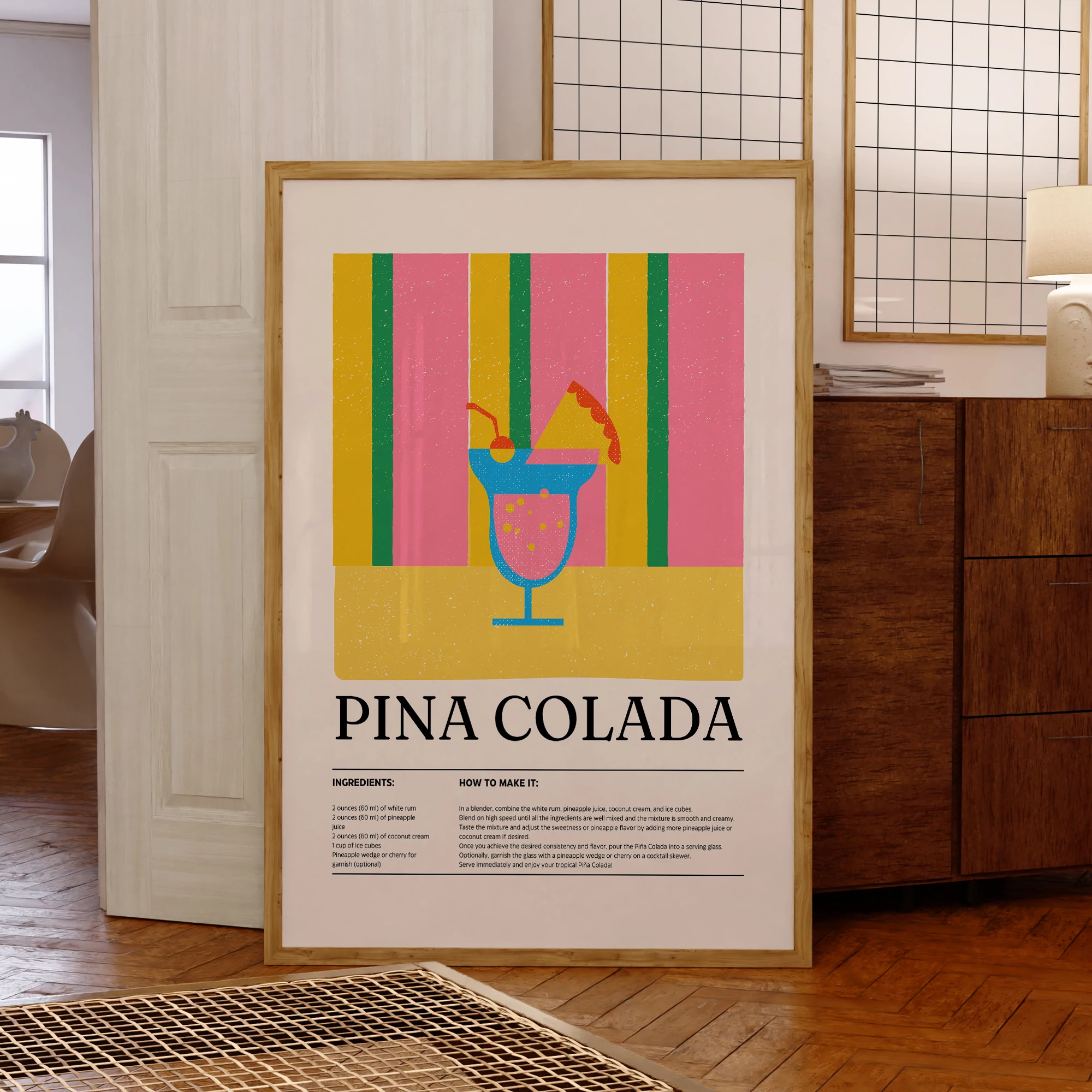 Modern Minimalist Retro Pina Colada Cocktail Gifts For Wall Art Prints Canvas Painting Poster Picture For Living Room Home Decor