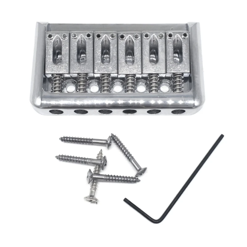 6-String Guitar Fixed Bridge Top Load Tailpiece with Screws & Wrench for Electric Guitar Replacement Part Accessories