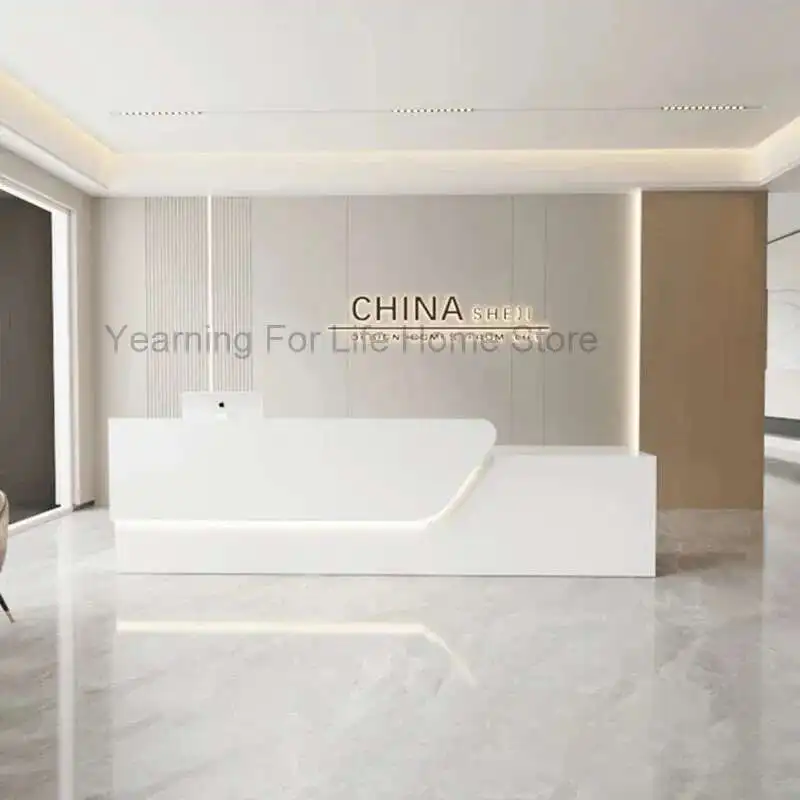 

European Beauty Reception Desks Luxury Simple Modern Nordic Reception Desk Unique Quality Comptoir Magasin Commercial Furniture