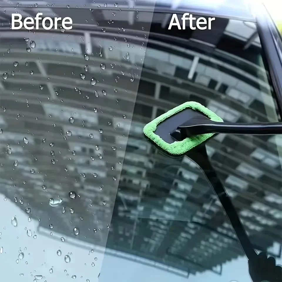 Long Handle Car Window Cleaner Brush Windshield Cleaning Auto Glass Wiper Interior Defogging Wash Tool Vehicle Accessory