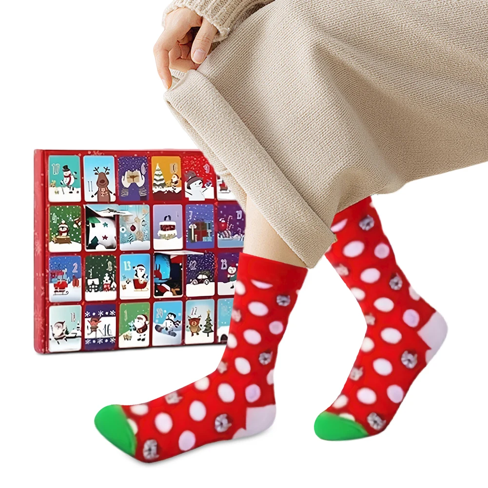 Christmas Sock Advent Calendar 2024 Christmas Advent Calendar with 24 Pairs of Fun and Colorful Socks Xmas Gifts for Women Men