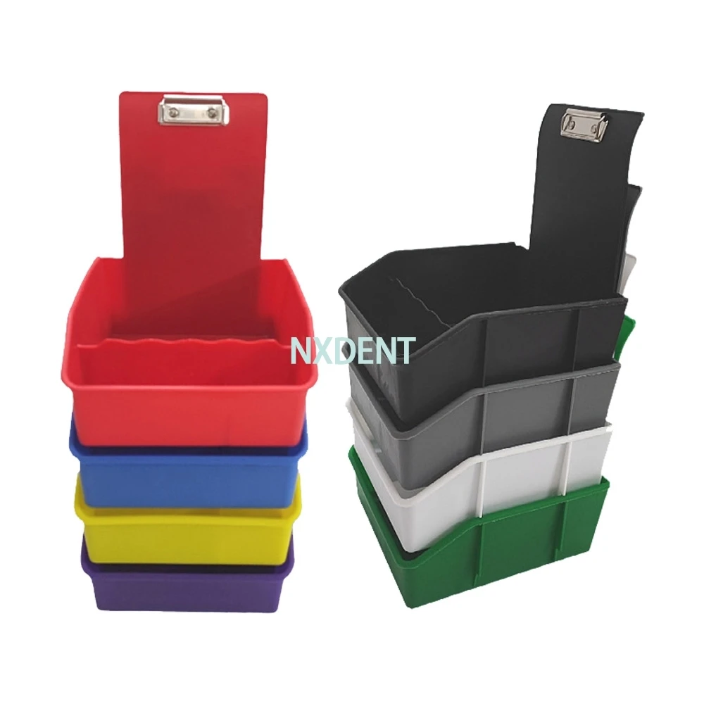 New arrivel 5pcs/lot Dental Colourful Storage Box PP Plastic Work Tray Pans Durable Storage Case With Clip Holder Dentistry Tool